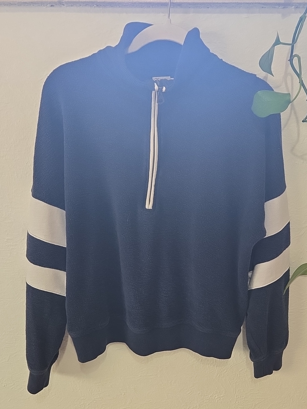 Faherty Beach Fleece Quarter Zip Navy Retro Sporty Preppy Pullover | Medium - Picture 7 of 10